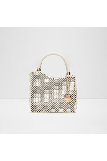 Aldo Sunsparkle - Women's Textile Light White Top Zipper Small Size Top Handle Bag