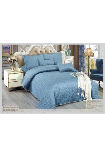 CHIRASO Set Cuvertura CHIRASO Catifea, 5 Piese, Cuvertura 220 x 240 cm, 4 Fete Perna, albastru deschis