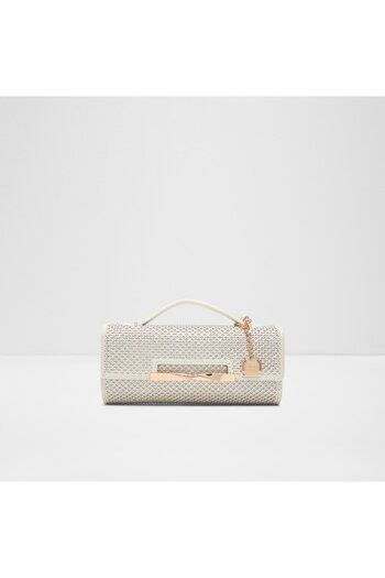 Aldo Novıe - Women's Faux Leather White Cover Medium Size Clutch Handbag