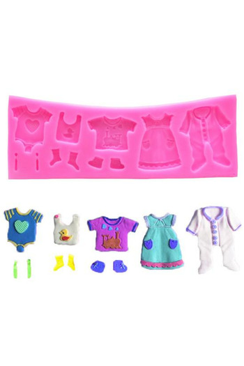 zola Silicone chocolate mold children's clothes pattern, flexible, -40°C/+230°C, 16.7x6 cm, pink