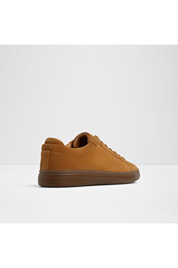 Aldo Finespec - Men's Genuine Leather Tan Flat Lace-Up Modern Design Sneakers