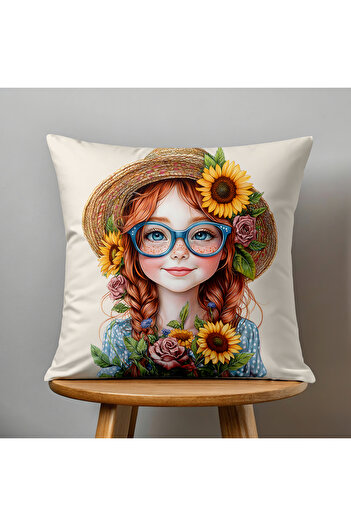 Filamente Double Sided Digital Printing Throw Pillow Cover Kids Room Girl Patterned