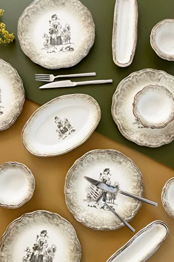 PORSER Porcelain Ella Breakfast and Treat Set 6 Person 14 Piece