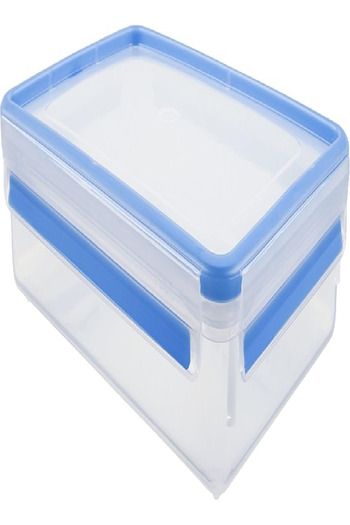 emsa Clip & Close Rectangular Food Storage Container 2.6L – Transparent/Blue, Airtight