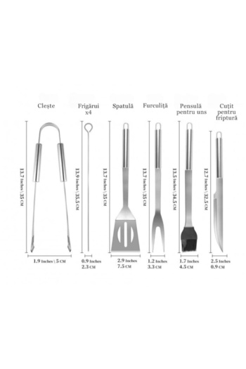 varioshop VarioShop® 9-Piece Barbecue Utensil Set, High-Quality Stainless Steel, Carry Bag