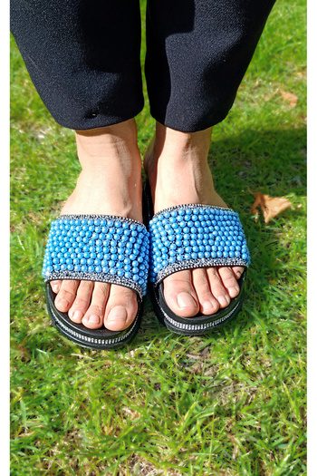 Michelle COCO Women's Slippers High Orthopedic Sole Stone Detailed