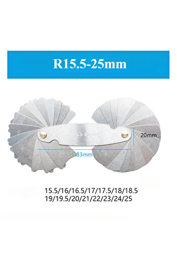 XMSJ R15.5-25 Stainless Steel Radius Fillet Gauge Measuring Gage Screw Pitch Sample R Gauge Center Measur