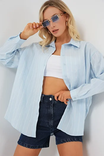 Bigdart 3900 Oversize Long Basic Shirt - C.Blau