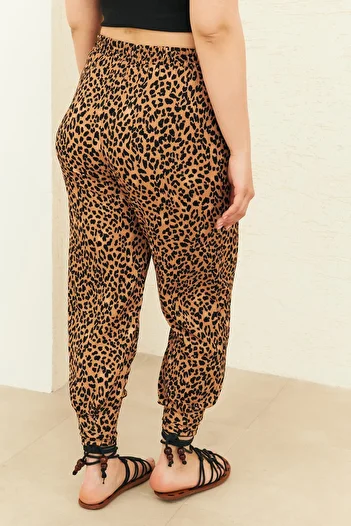 Curly Leopard Pattern Pleated Knitted Trousers
