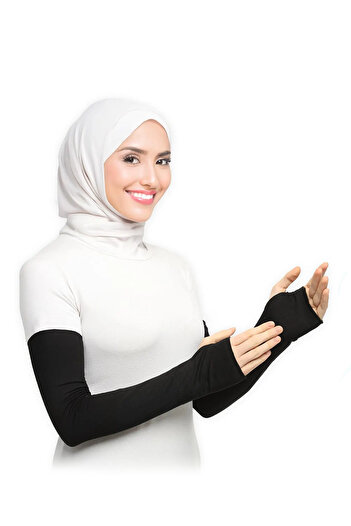 Factorial Hijab Sleeve Black Breathable Fabric Lycra Hijab Combed Prayer Sleeve Protective Accessory