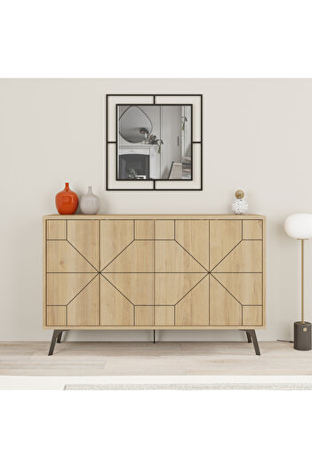Mourah Home Dune Console – Modern 4-Door Sideboard with Elevated Legs, Storage for Living, Dining, Hallway