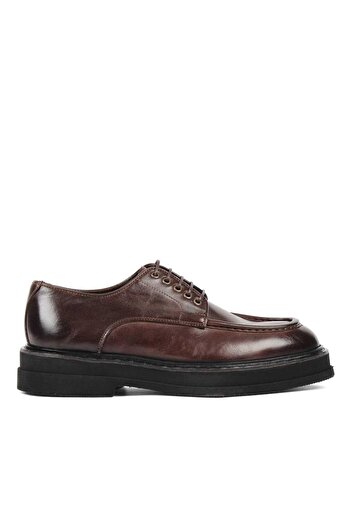 Celal Gültekin Men's Brown Lace-Up Thick Sole Leather Shoes