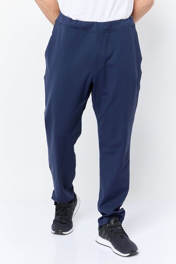 SKECHERS Men Tapered Fit Plain Walking Track Pants, Navy Blue