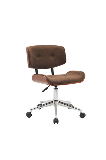 Generic Swivel Chair Armless Wooden Office Chair with Wheel Computer Chairs Home Seat Linen Fabric