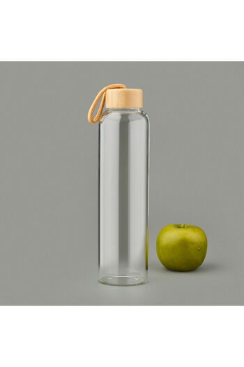 MATMEL H2O Bamboo Lid Glass Flask - Transparent / Light Brown - 750 ml
