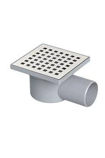 flores Plastic floor drain, with side outlet, grey, 100 x 100 mm, outlet 32 ​​mm