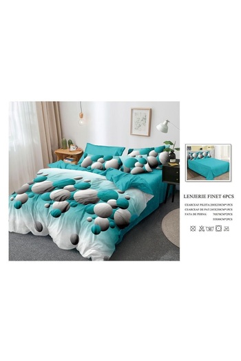 CHIRASO CHIRASO Finet Bedding Set, 6 Pieces, 2 Persons, Sheet 245x250, Quilt 200x230, 4 Pillowcases, Print