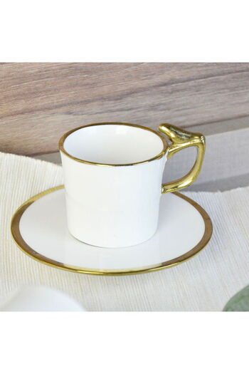 Paçi Canarino Gilded 6-Piece Coffee Cup - White / Gold