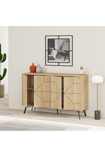 Mourah Home Dune Console – Modern 4-Door Sideboard with Elevated Legs, Storage for Living, Dining, Hallway
