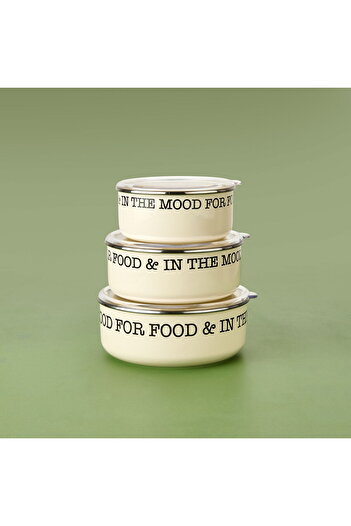 ASPARTAM 3-Piece Enamel Storage Container - Cream
