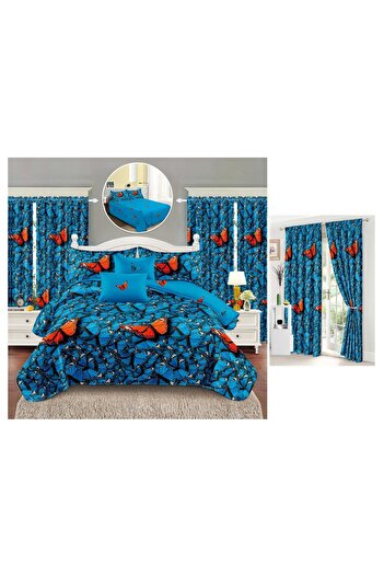 CHIRASO Set Lenjerie CHIRASO, 8 Piese cu Draperie, Cearceaf 230x240, Cearceaf Pilota si 4 fete de perna