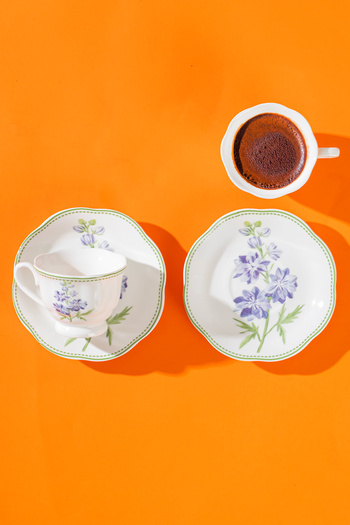 Perotti 16871-1 De Flore 4 Piece Porcelain Coffee Cup Set for 2 People