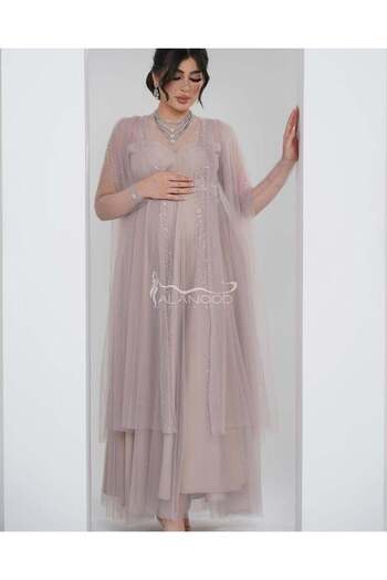 ALANOOD FASHION Elegant maternity dress with soft, shiny tulle and a distinctive, modern and comfortable design