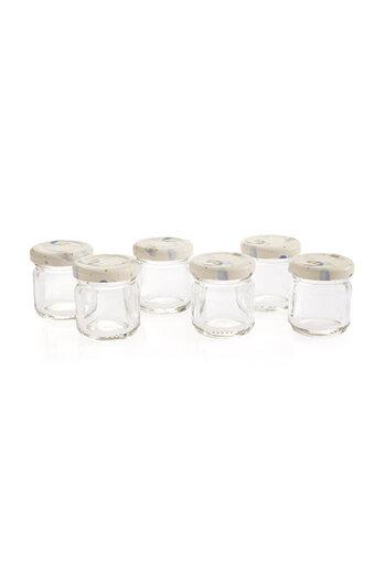 MATMEL 6-Piece 40 Cc Transparent Round Glass Jar with Lid 1 Piece