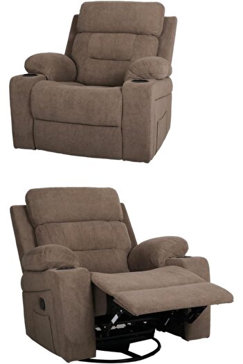 Generic Big Size seat 90Cm Velvet Upholstered Classic Swivel rocking recliner chair Brown