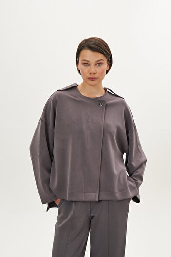 Mevra Modal Jacket with Epaulettes Gray