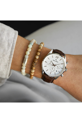 Mats Meier Grand Combin Herrenuhr mit Chronograph und Perlenarmband-Set MM90039