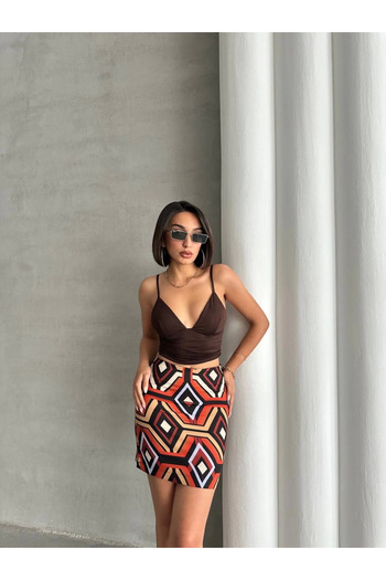 Zerenyus Ethnic Pattern Mini Skirt