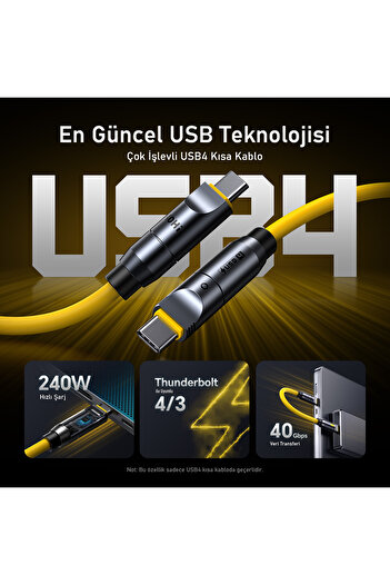 Aohi The Future Creative Power 8-in-1 240W PD 3.1 Süper Hızlı Şarj/Data Kablo Seti, Type-C to Type-C