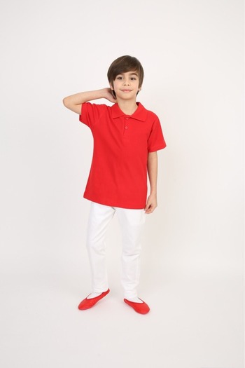 vyloo Boy'S- Short Sleeve Lacoste Polo Neck T-Shirt and White Linen Pants