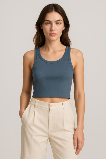 HNX Denim Cotton Thick Strap Crop Women's Undershirt