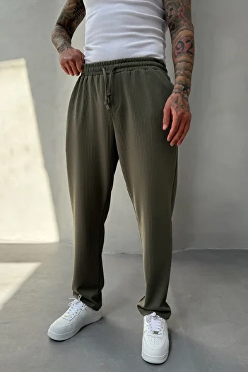 MADZEYMODA Full Lycra Super Stretchy Khaki Men's Baggy Fit Ribbed Jogger Ke-5030