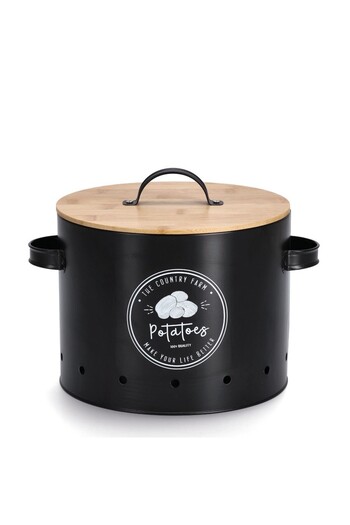 zeller Retro Potatoes δοχείο πατάτας, μεταλλικό, μαύρο, Ø 22,5 - 28 x 18 - 21 cm