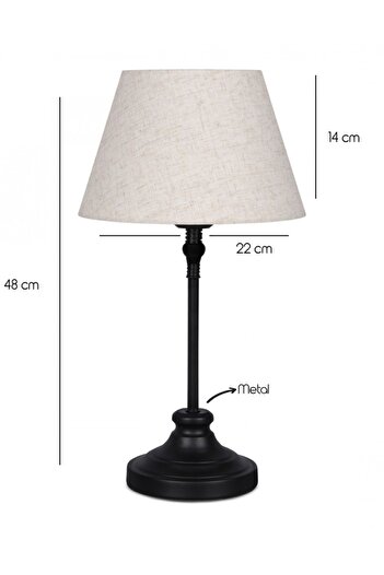 HOMİNG Luis Siyah Metal Abajur Kumaş Başlık Ayd-3233