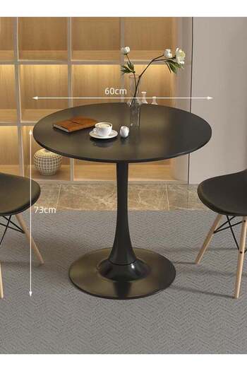 Taimi Round Dining Table Elegant Plastic 60x60x73cm Coffee Table for Living Room, Dining Room, Black
