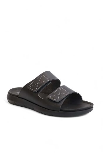 GEZER 2168-Gzr Double Velcro Full Anatomical Sole Men's Slippers Compatible for Daily, Umrah and Hajj