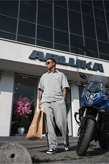 ablukaonline Ανδρική φόρμα Baggy Fit Washed Γκρι