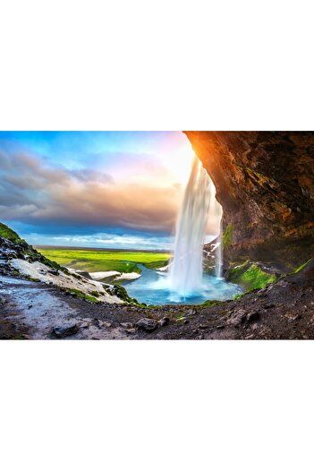 media Self-adhesive and washable wall mural Cascada49 Waterfall at sunset, 220 x 135 cm