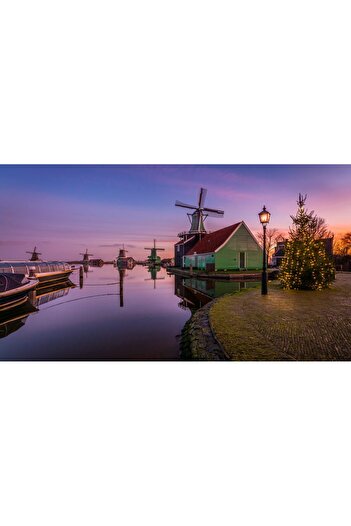 media Wallpaper Windmills on the river, 200 x 150 cm