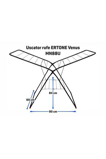 ertone Uscator rufe Venus MN88U, din metal, 60x90x84 cm, pliabil, 19 m, negru