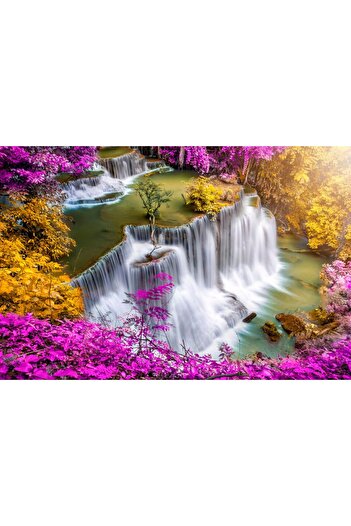 media Self-adhesive photo wallpaper Cascada45 Waterfall in the yellow forest, purple, 220 x 135 cm