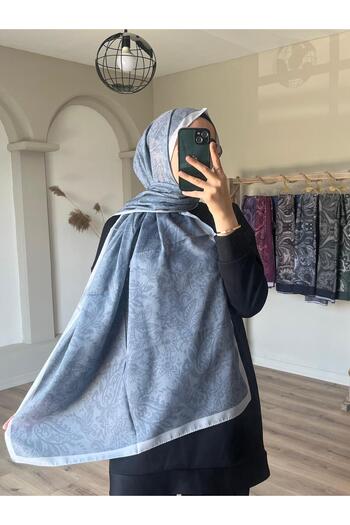 Merwiss Patterned Refka Soft Gray Shawl