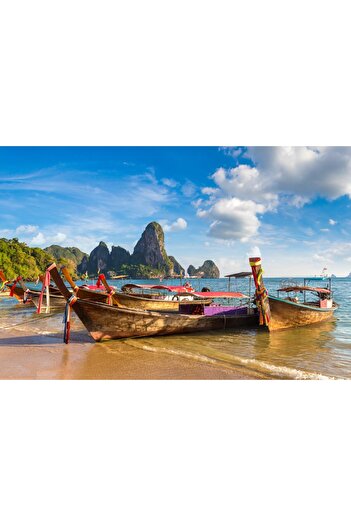 media Plaja82 photo wallpaper with Thai boats, 300 x 200 cm