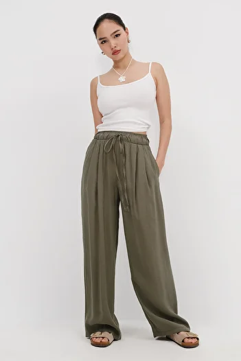 Addax Elastic Waist Wide Leg Trousers Pn3720-L5