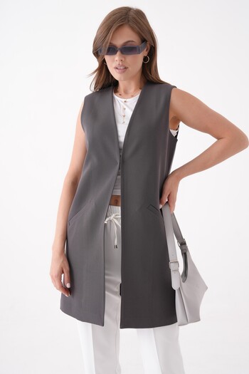 Saade Anthracite Comfortable Cut Vest with Agraf Closure Pocket