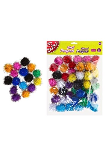 Bubu 3 cm.Glitter Pompom Bu-bu - 50 Pack Mixed (10X20)